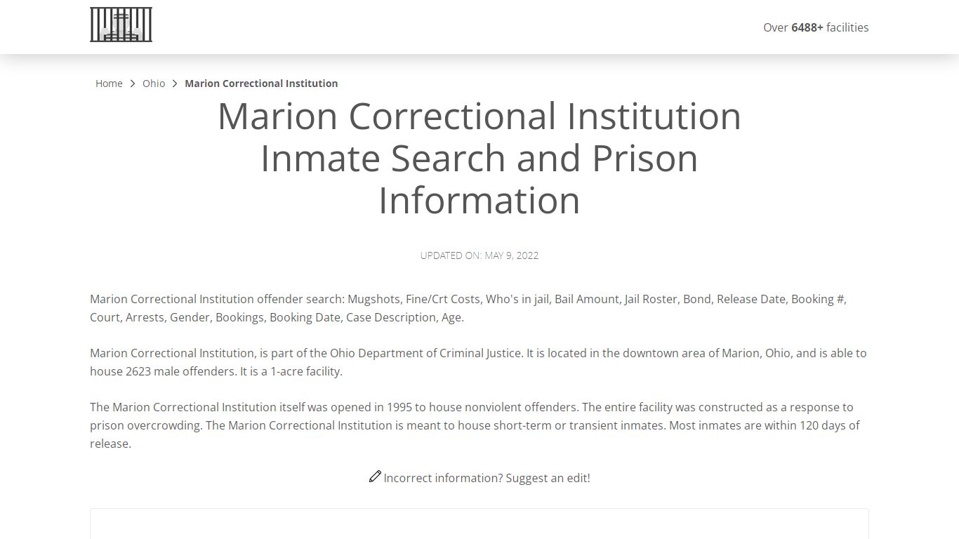 Marion Correctional Institution Inmate Search, Visitation ...