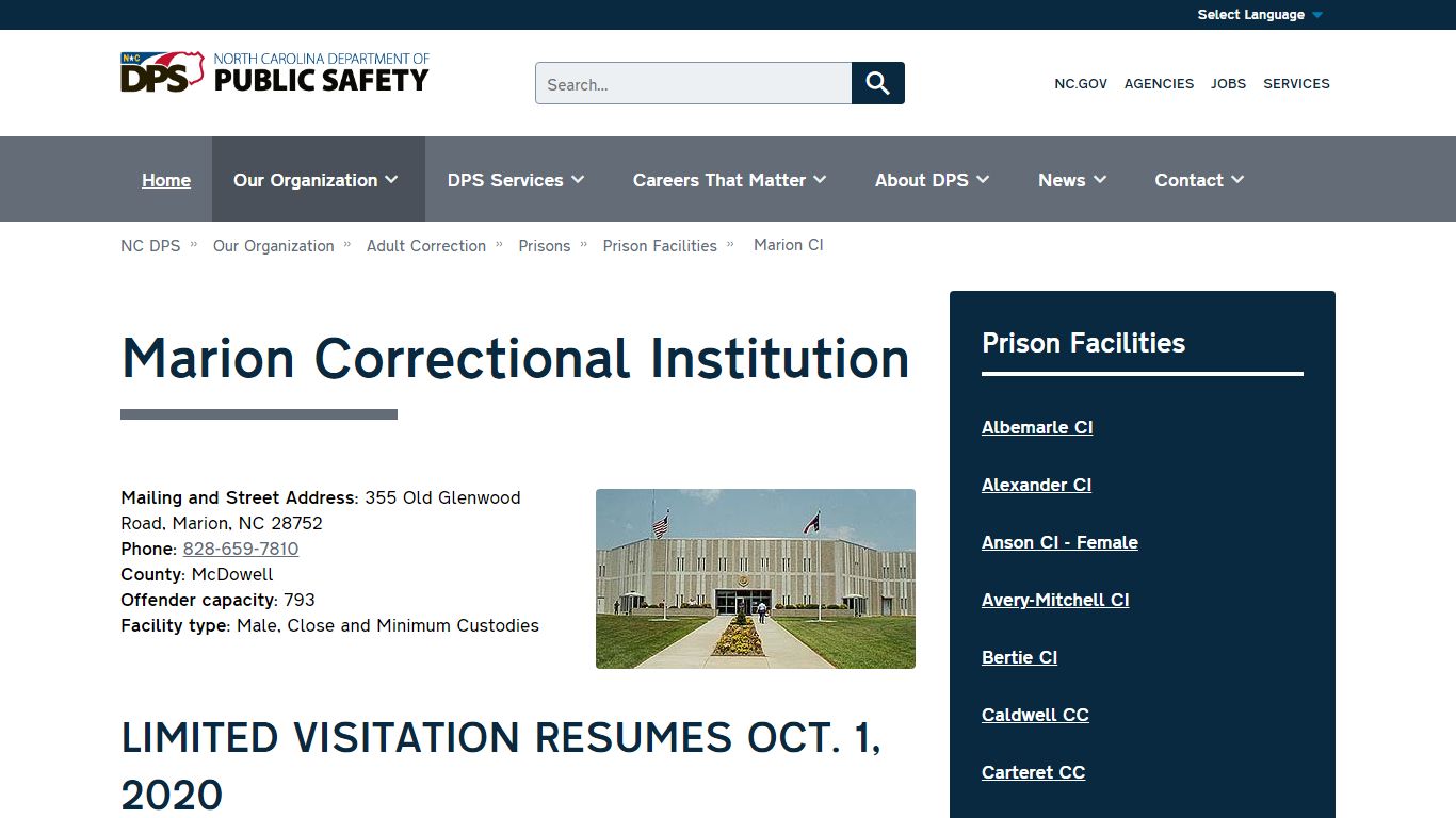 Marion Correctional Institution - NC DPS