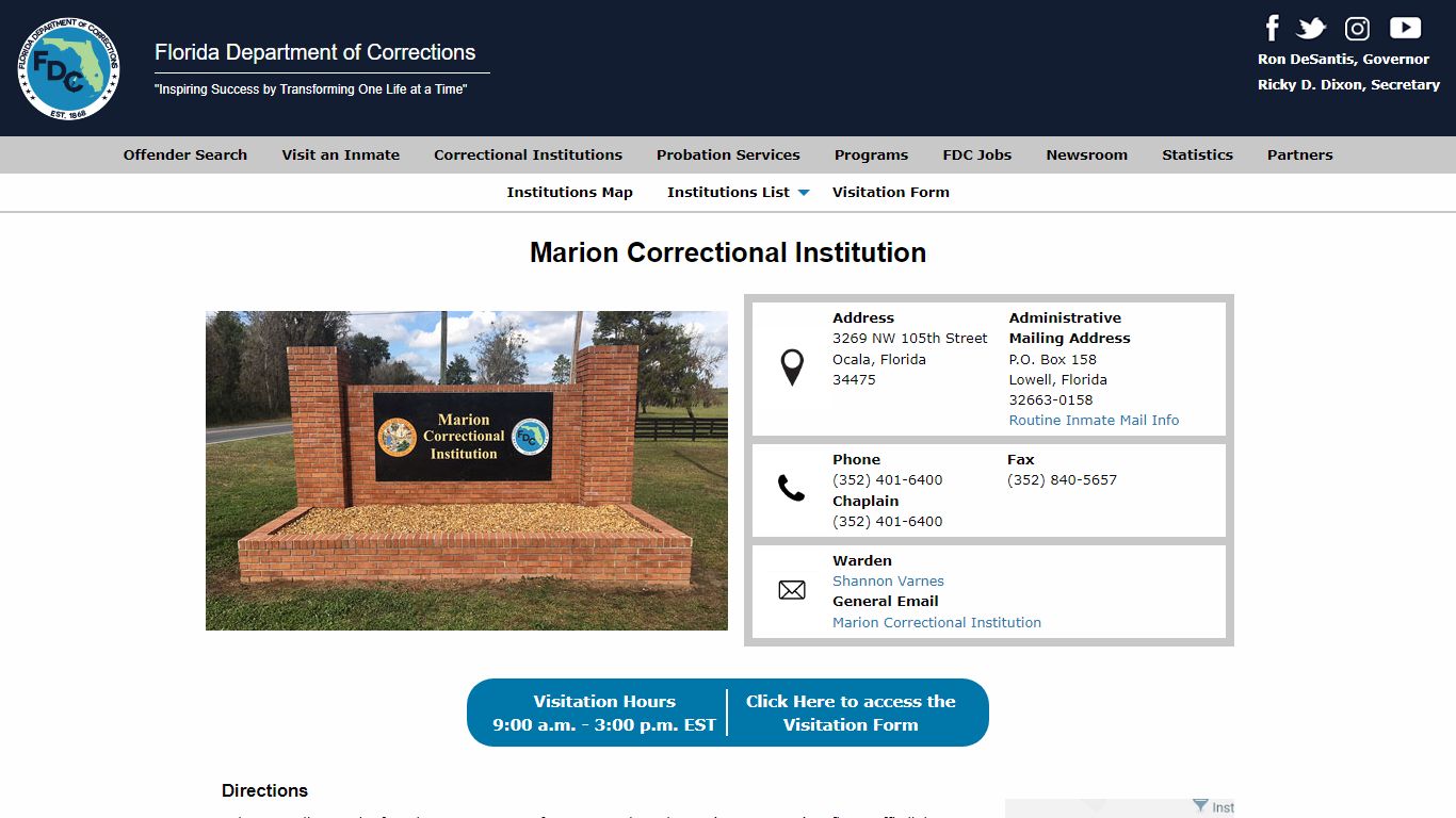 Marion Correctional Institution -- Florida Department of ...