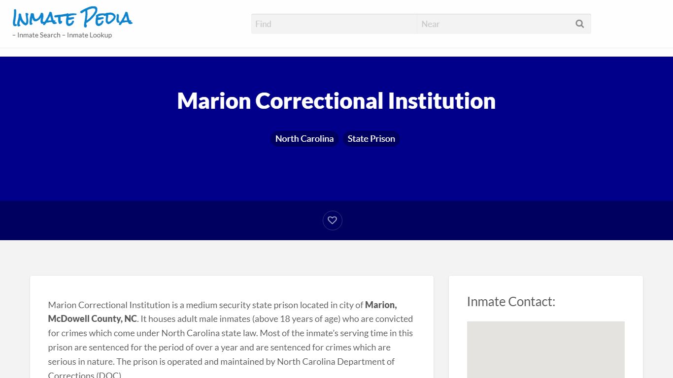 Marion Correctional Institution – Inmate Pedia – Inmate ...
