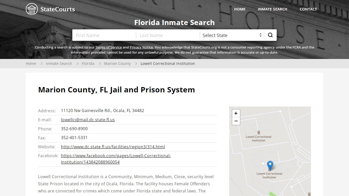 Lowell Correctional Institution Inmate Records Search ...